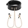 Collier bondage BEGME noir avec pinces à seins réglables et chaîne argentée