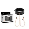 Collier bondage BEGME noir avec pinces à seins réglables et chaîne argentée