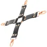 Black vegan leather bondage necktie BEGME with metal buckle, BDSM fetish gear