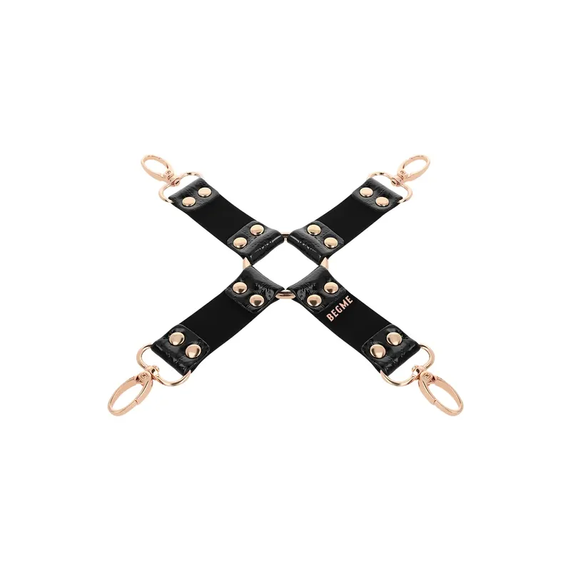 Cravate de bondage en cuir vegan noire BEGME avec boucle métallique, accessoire BDSM