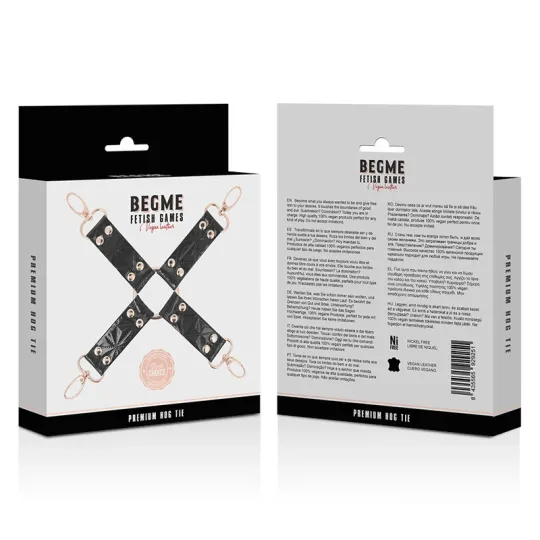 Cravatta bondage in pelle vegana nera BEGME con fibbia metallica, accessorio BDSM per giochi
