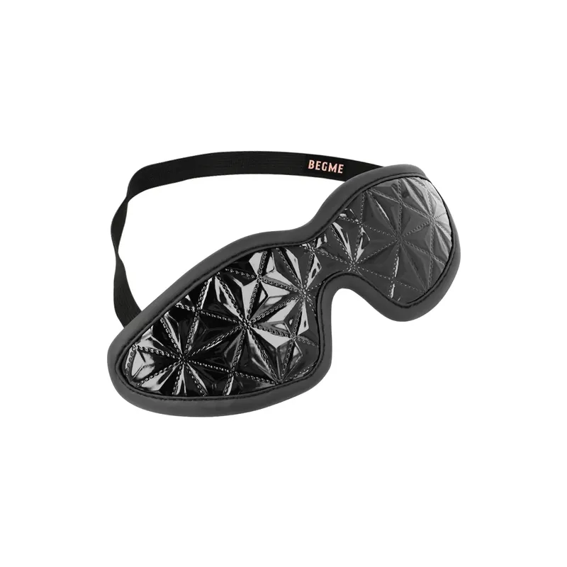 Maschera per occhi in pelle vegana nera BEGME BLACK EDITION, regolabile per giochi BDSM