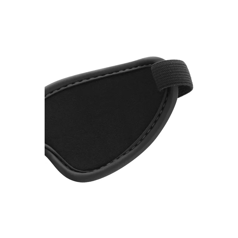 Black vegan leather blindfold BEGME BLACK EDITION, adjustable BDSM mask for bondage play
