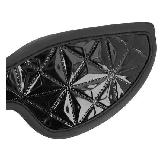 Venda para ojos de cuero vegano negro BEGME BLACK EDITION, ajustable para juegos BDSM