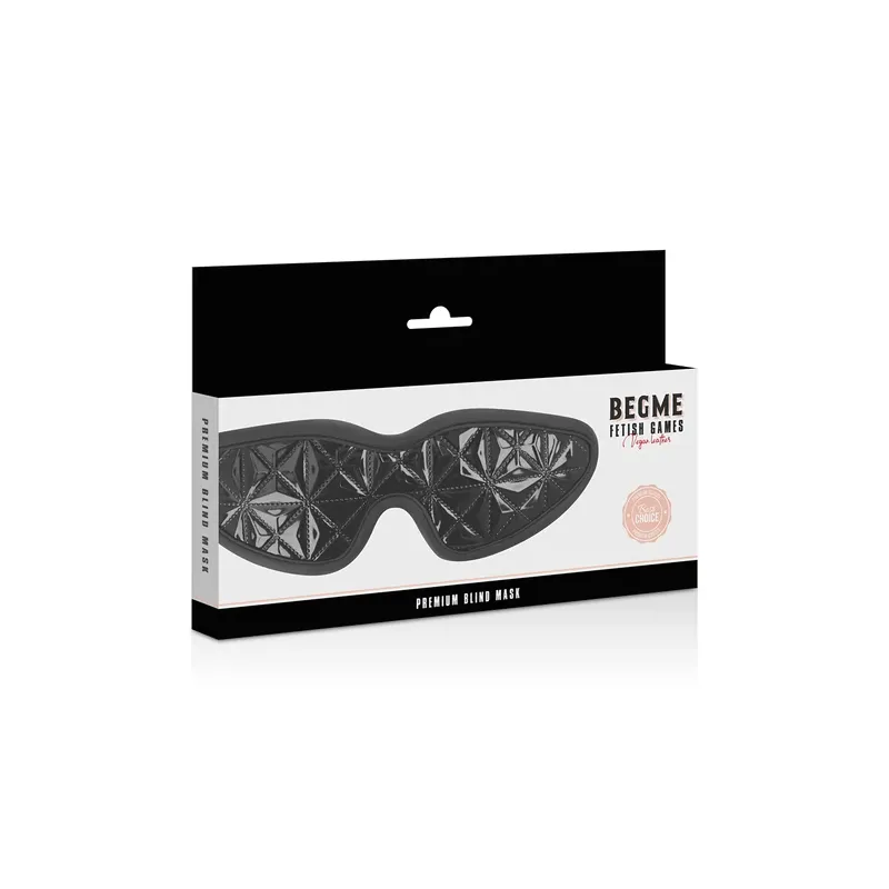 Masque aveugle bondage en cuir vegan noir BEGME BLACK EDITION, ajustable pour jeux BDSM