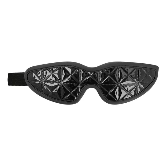 Venda para ojos de cuero vegano negro BEGME BLACK EDITION, ajustable para juegos BDSM