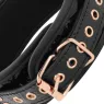 Black vegan leather BDSM collar BEGME Black Edition with nickel-free metal ring and control strap.