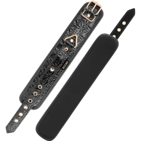 Manette per caviglie Premium BEGME Black Edition in pelle vegana nera con fibbia in metallo senza nichel regolabili