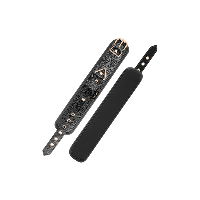 Manette per caviglie Premium BEGME Black Edition in pelle vegana nera con fibbia in metallo senza nichel regolabili