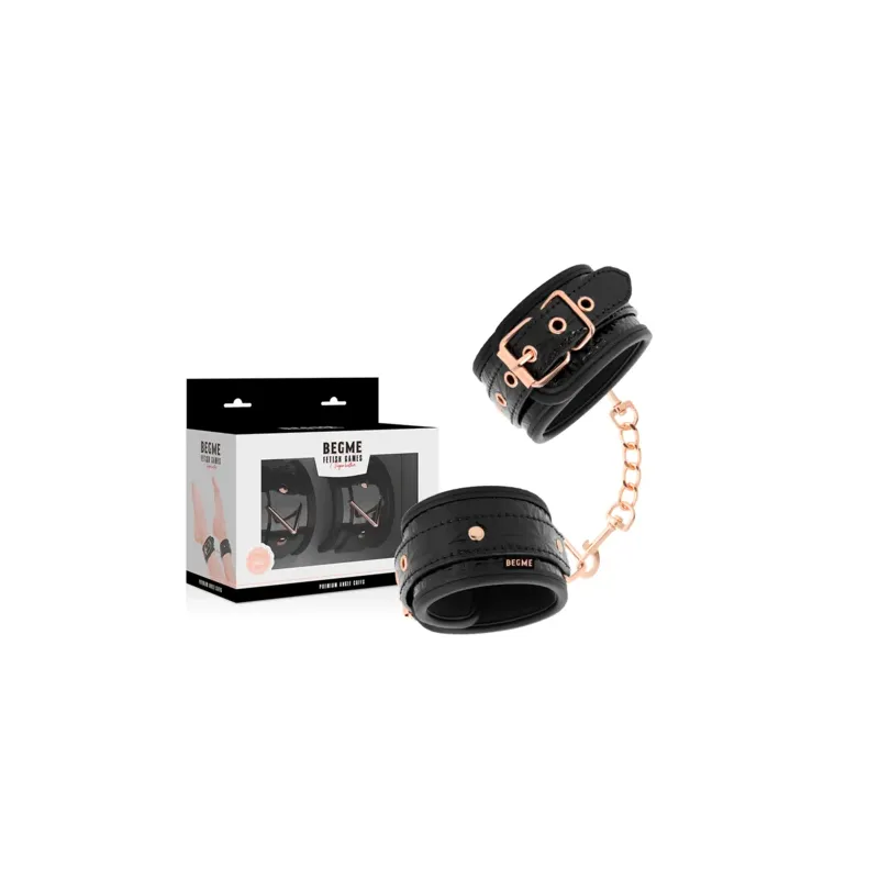 Manette per caviglie Premium BEGME Black Edition in pelle vegana nera con fibbia in metallo senza nichel regolabili