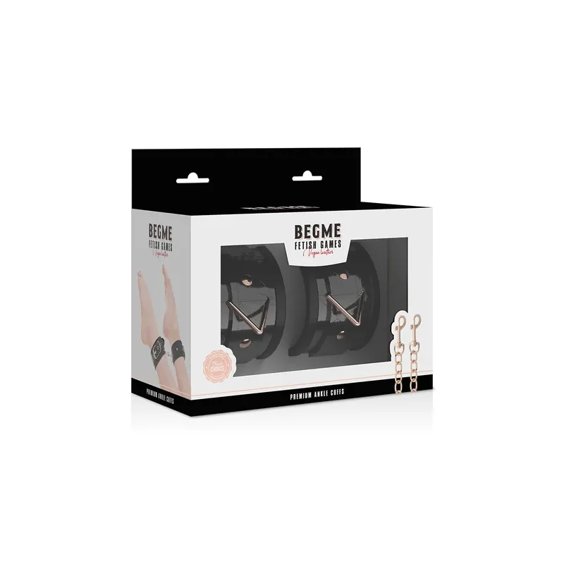 Manette per caviglie Premium BEGME Black Edition in pelle vegana nera con fibbia in metallo senza nichel regolabili