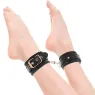 Manette per caviglie Premium BEGME Black Edition in pelle vegana nera con fibbia in metallo senza nichel regolabili