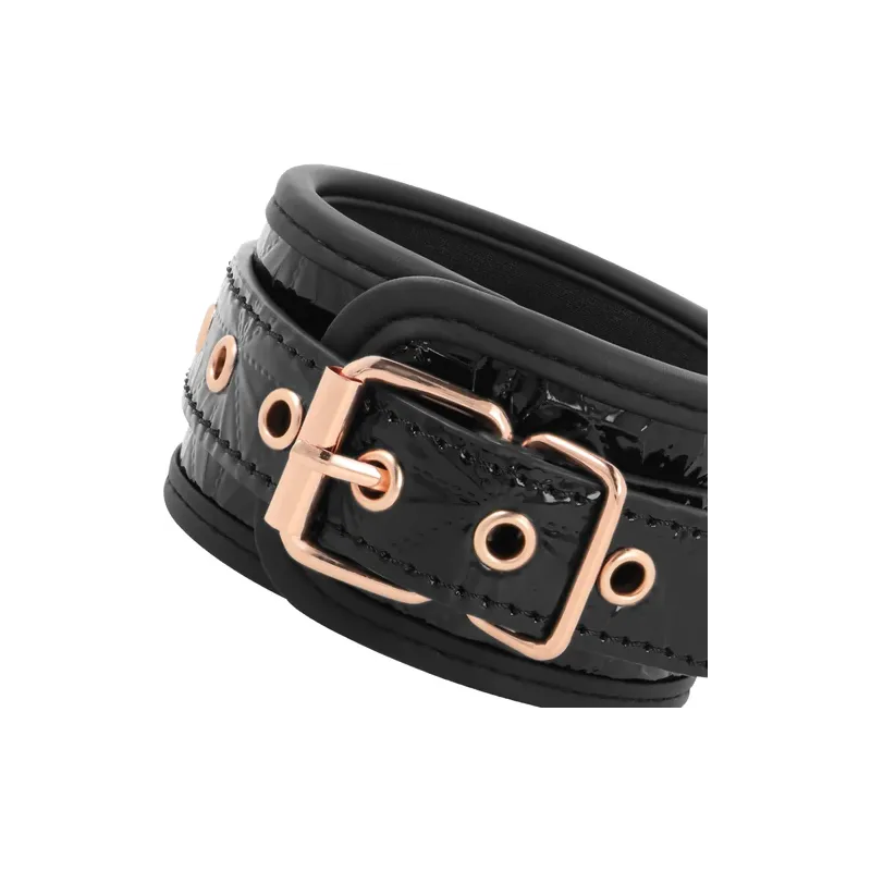 Manette per caviglie Premium BEGME Black Edition in pelle vegana nera con fibbia in metallo senza nichel regolabili