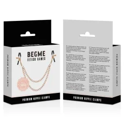 BEGME Black Edition nipple clamps with chain, stainless steel black, BDSM accessory for fetish play