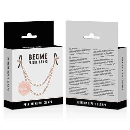 BEGME Black Edition nipple clamps with chain, stainless steel black, BDSM accessory for fetish play