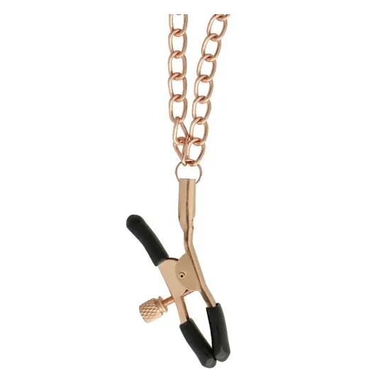 Morsetti per capezzoli con catena BEGME Black Edition, acciaio inossidabile nero, accessorio BDSM