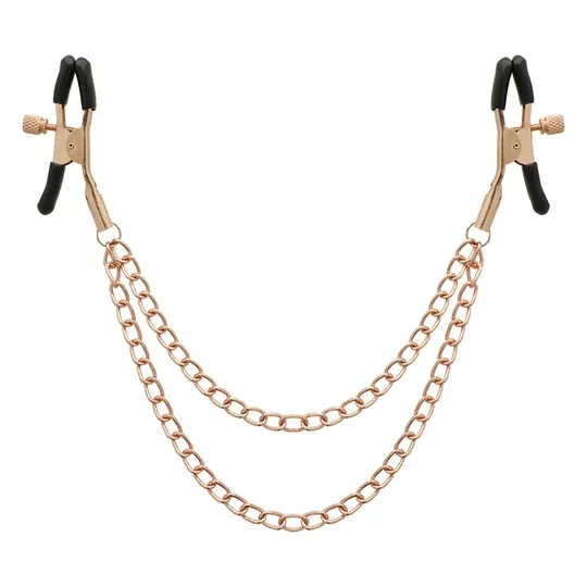 Morsetti per capezzoli con catena BEGME Black Edition, acciaio inossidabile nero, accessorio BDSM