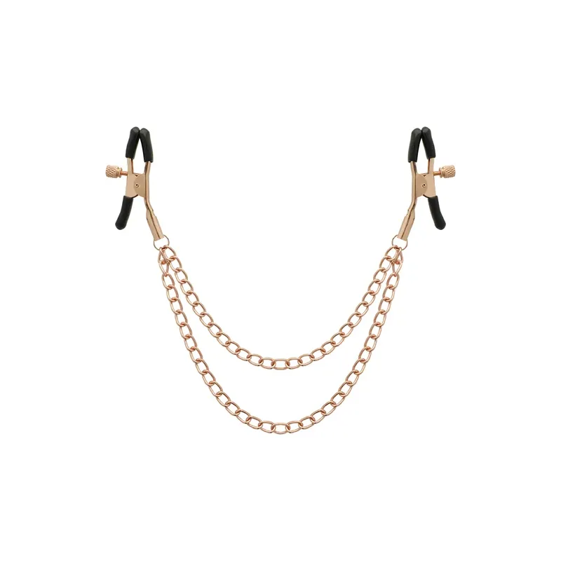 Pinzas para pezones con cadena BEGME Black Edition, acero inoxidable negro, accesorio BDSM