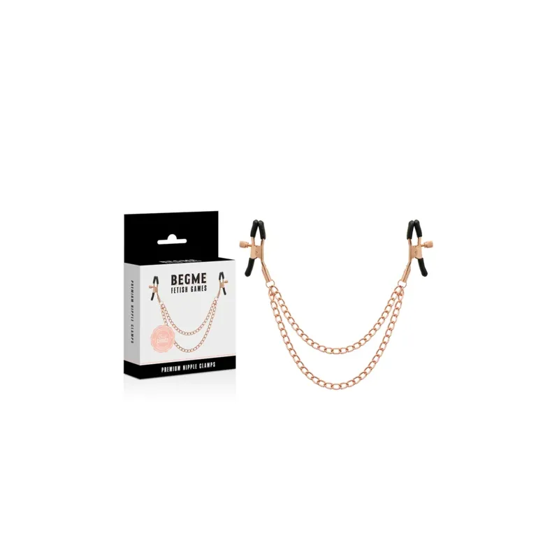Brustwarzenklemmen mit Kette BEGME Black Edition, Edelstahl schwarz, BDSM-Zubehör für Fetischspiele