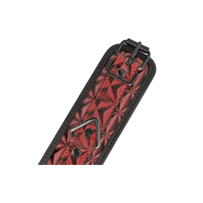 BEGME RED EDITION – manette caviglie bondage pelle vegana rossa con rivestimento in neoprene regolabili