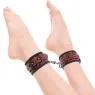 BEGME RED EDITION – manette caviglie bondage pelle vegana rossa con rivestimento in neoprene regolabili