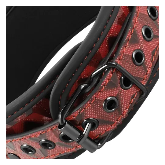 Collare per schiavi BDSM in pelle vegana rossa BEGME RED EDITION con anello metallo