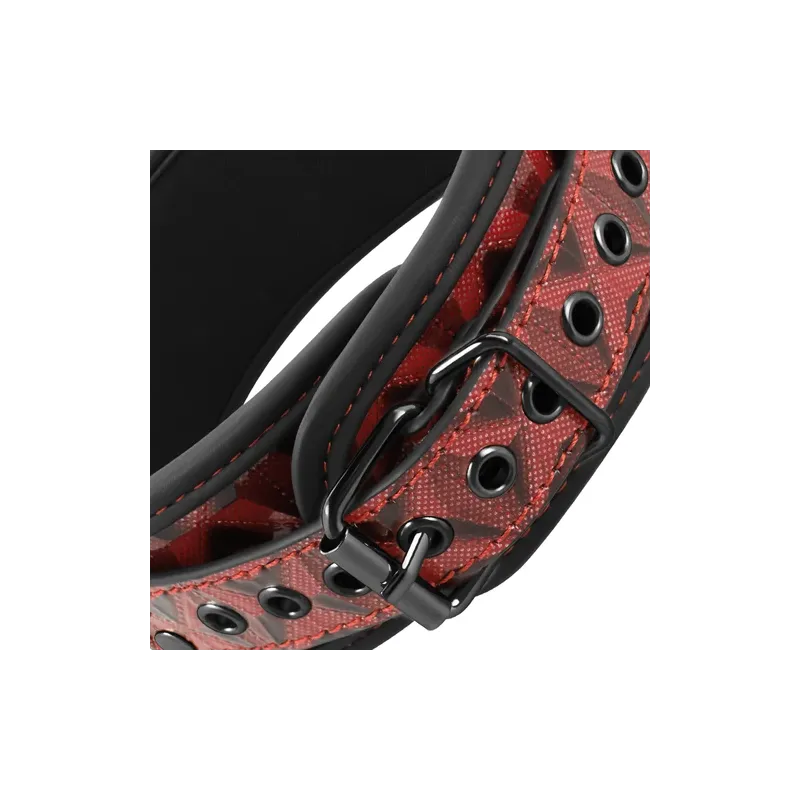 Collare per schiavi BDSM in pelle vegana rossa BEGME RED EDITION con anello metallo