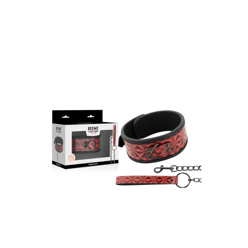Collare per schiavi BDSM in pelle vegana rossa BEGME RED EDITION con anello metallo