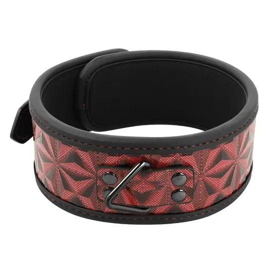 Collare per schiavi BDSM in pelle vegana rossa BEGME RED EDITION con anello metallo