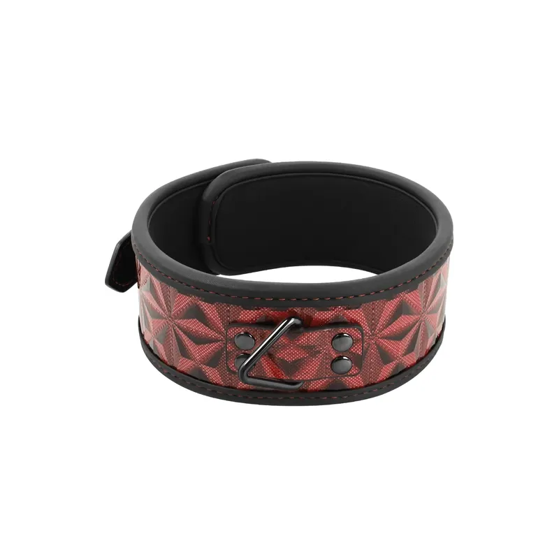Collare per schiavi BDSM in pelle vegana rossa BEGME RED EDITION con anello metallo
