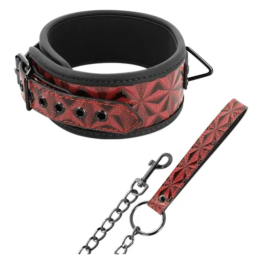 Collare per schiavi BDSM in pelle vegana rossa BEGME RED EDITION con anello metallo