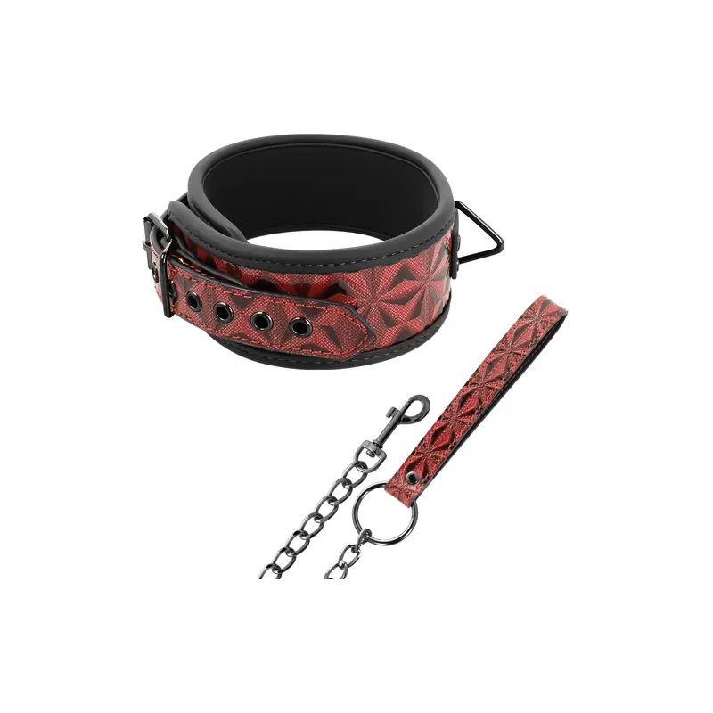 Collare per schiavi BDSM in pelle vegana rossa BEGME RED EDITION con anello metallo