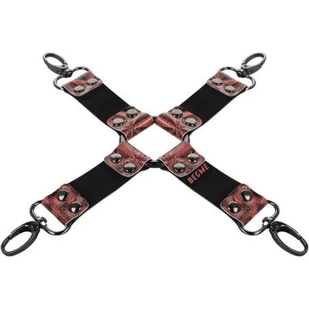 Cravate de bondage en cuir vegan rouge BEGME RED EDITION avec anneaux métalliques