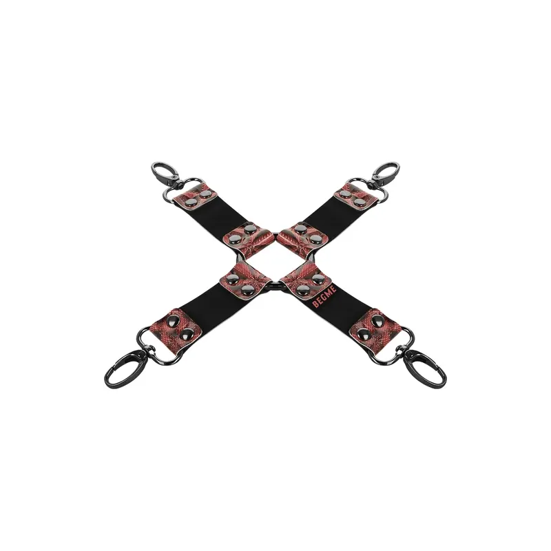 Cravate de bondage en cuir vegan rouge BEGME RED EDITION avec anneaux métalliques