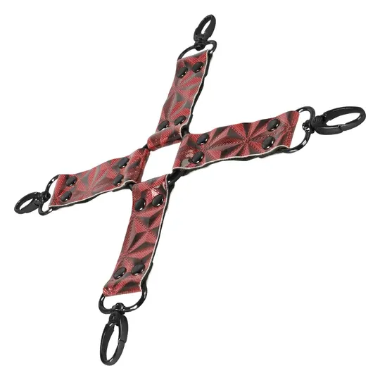 Cravate de bondage en cuir vegan rouge BEGME RED EDITION avec anneaux métalliques
