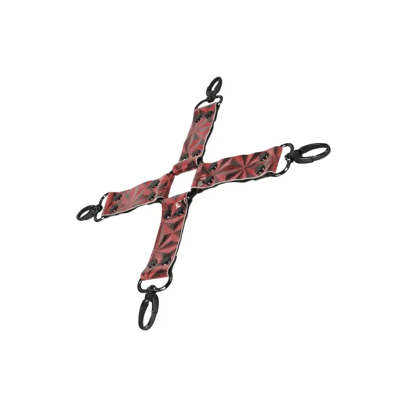 Cravate de bondage en cuir vegan rouge BEGME RED EDITION avec anneaux métalliques