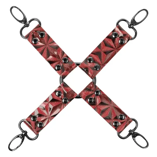 Cravate de bondage en cuir vegan rouge BEGME RED EDITION avec anneaux métalliques