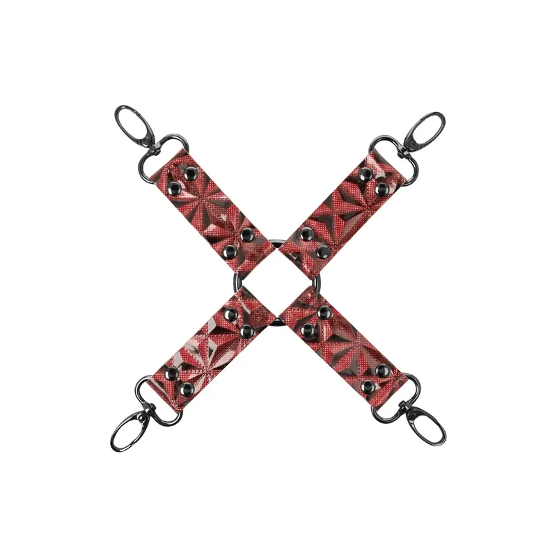 Cravate de bondage en cuir vegan rouge BEGME RED EDITION avec anneaux métalliques
