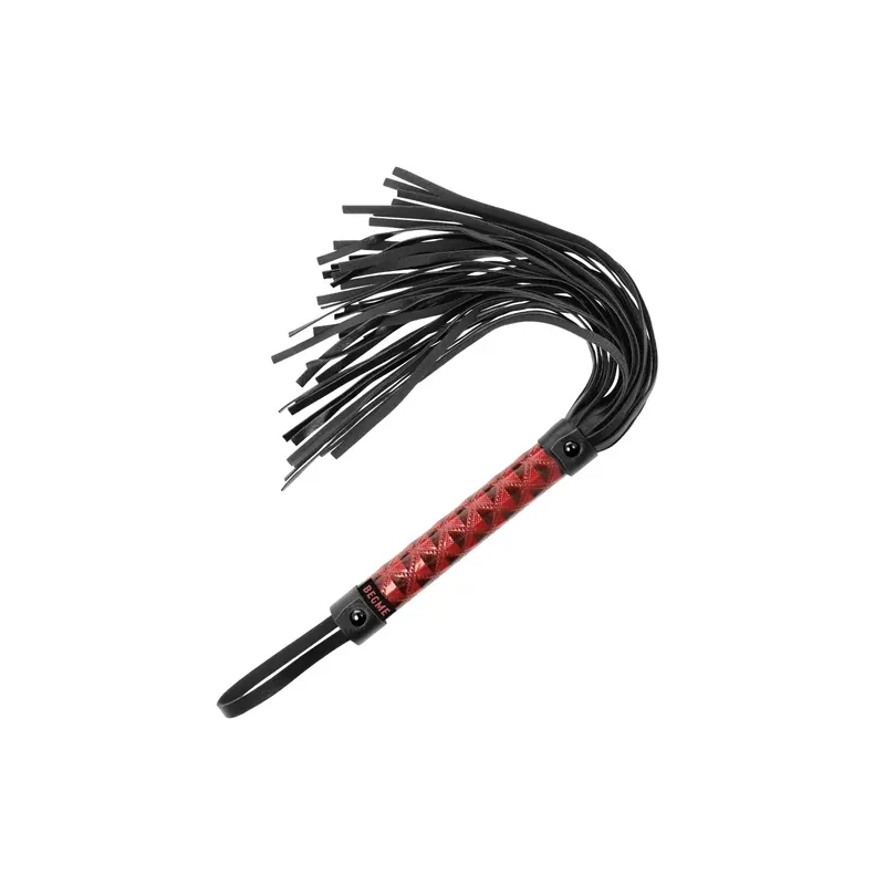 Flogger en cuir végan rouge BEGME RED EDITION - fouet BDSM à lanières souples pour jeux de domination