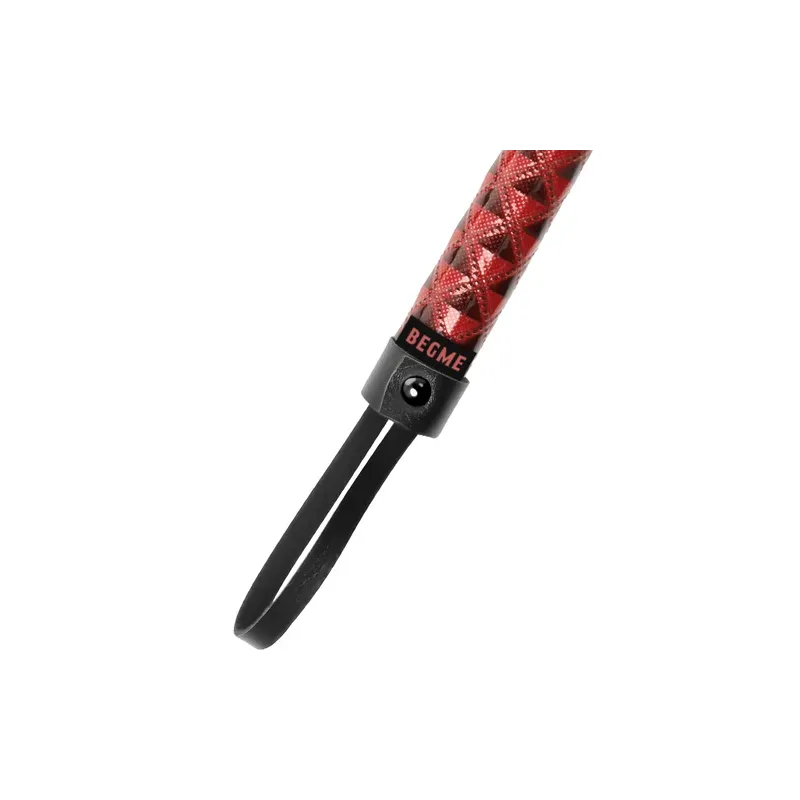 Red vegan leather flogger BEGME RED EDITION - BDSM flogger with soft straps for domination play