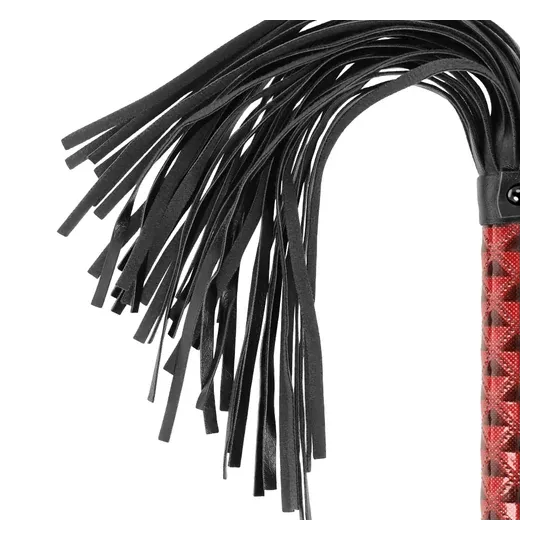 Flogger en cuir végan rouge BEGME RED EDITION - fouet BDSM à lanières souples pour jeux de domination