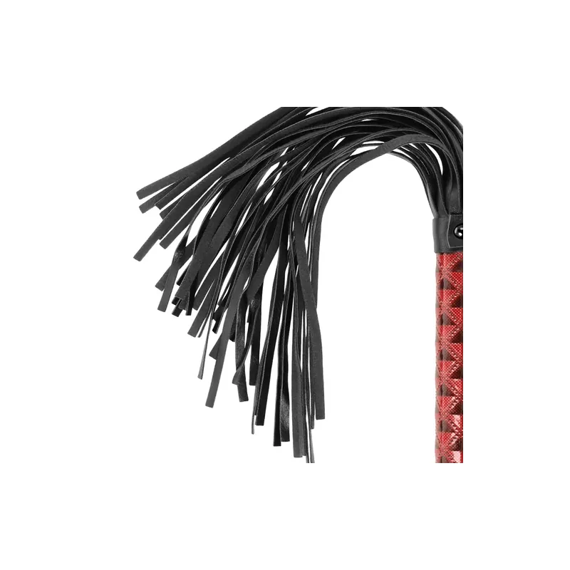 Red vegan leather flogger BEGME RED EDITION - BDSM flogger with soft straps for domination play