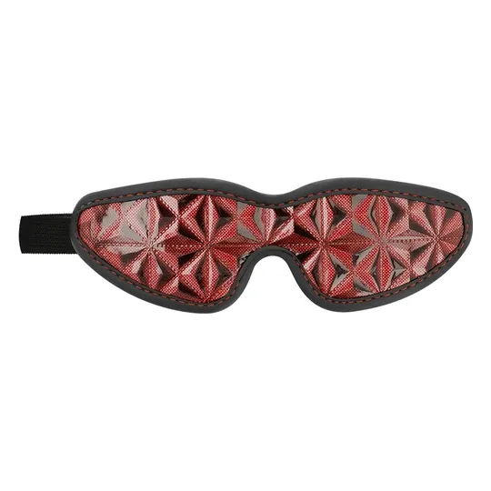 Mascherina BDSM BEGME RED EDITION in neoprene rosso regolabile, vista frontale.