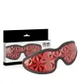Masque aveugle BDSM BEGME RED EDITION en néoprène rouge ajustable, vue de face.