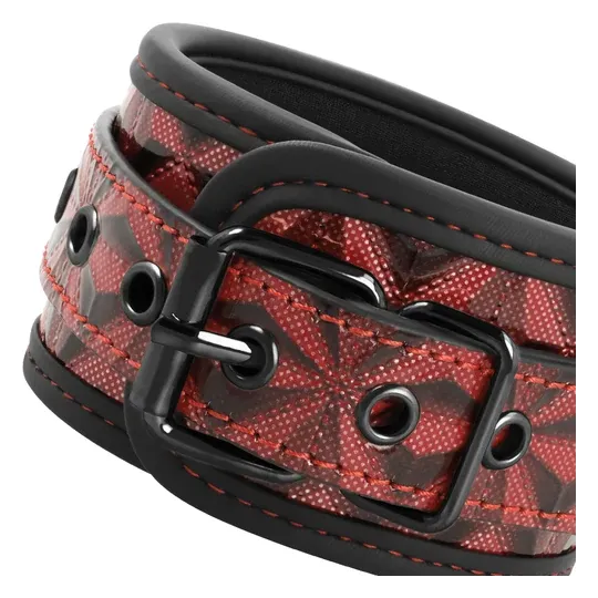 BEGME red handcuffs in vegan leather with neoprene lining, premium bondage accessory
