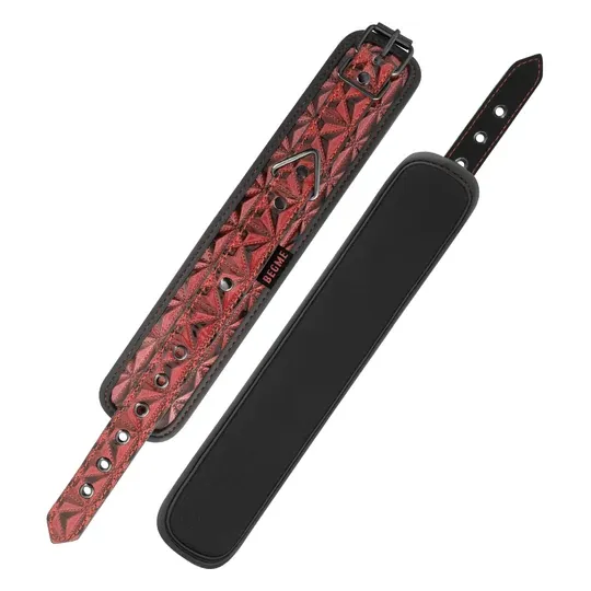 Manette BEGME rosse in pelle vegana con imbottitura in neoprene, accessorio bondage premium