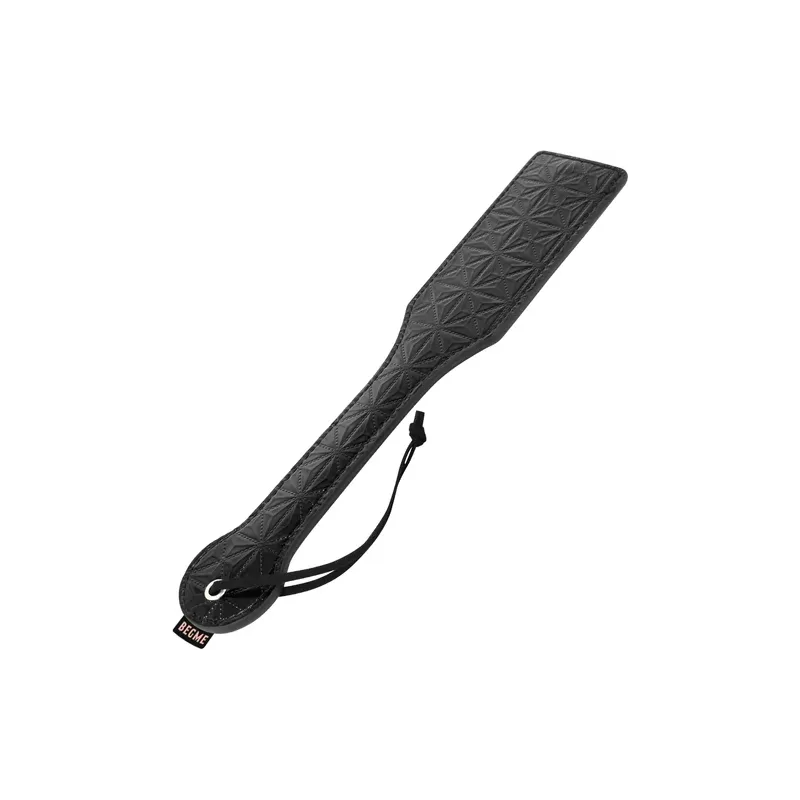 Paddle in pelle vegana nera BEGME Black Edition, accessorio BDSM con impugnatura ergonomica