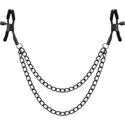 Pinze per capezzoli rosse con catena, marca Begme Red Edition, accessorio BDSM in acciaio inossidabile senza nichel.
