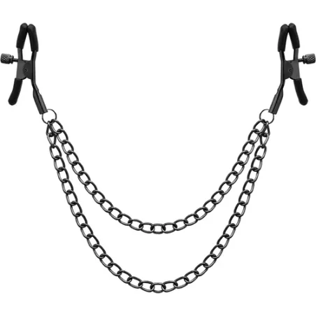 Pinze per capezzoli rosse con catena, marca Begme Red Edition, accessorio BDSM in acciaio inossidabile senza nichel.