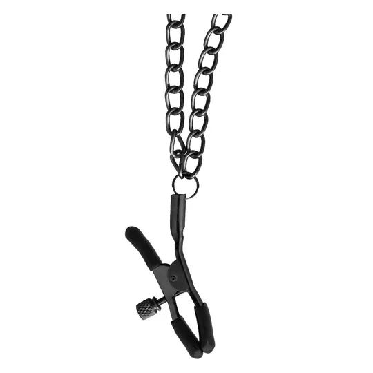 Red nipple clamps with chain, Begme Red Edition brand, BDSM accessory stainless steel nickel-free.